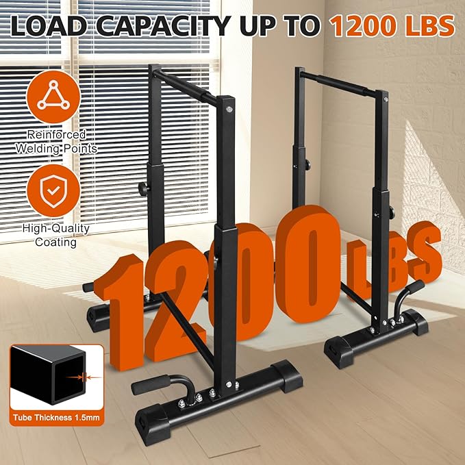 Dip Bar Heavy Duty Steel Dip Stand Station, Pull Up Bar for Fitness Home Gym Workout, Parallel Bars Dip Equipment for Strength Training (1200LBS Loading Capacity, 2025 New Version)
