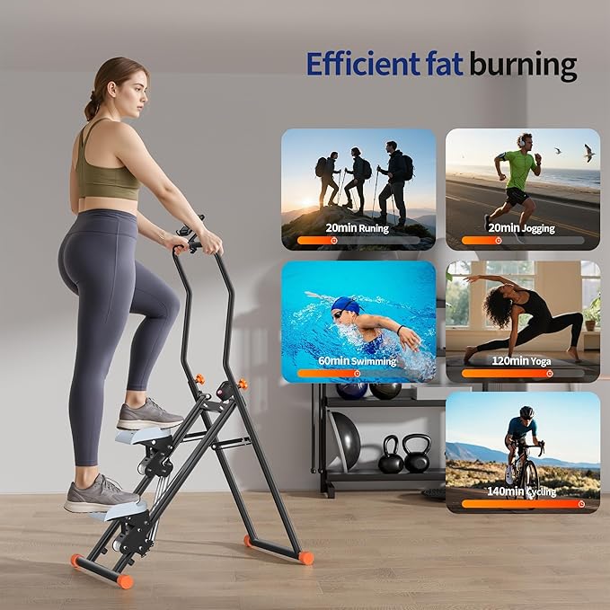 Stair Steppers with Resistance at Home Gym, Folding Vertical Climber Cardio Exercise Machine, Stair Climber for Full Body Workout with LED Display