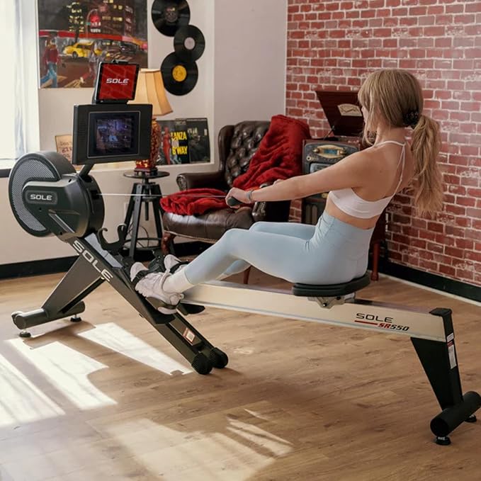 New 2023 Rowing Machine, SR550 Sole Fitness Rower, Foldable Rowing Machines for Home Use, Bluetooth, Touch Screen, Heart Monitoring, Air & Magnetic Resistance Row Machine, Rowers for at Home Exercise