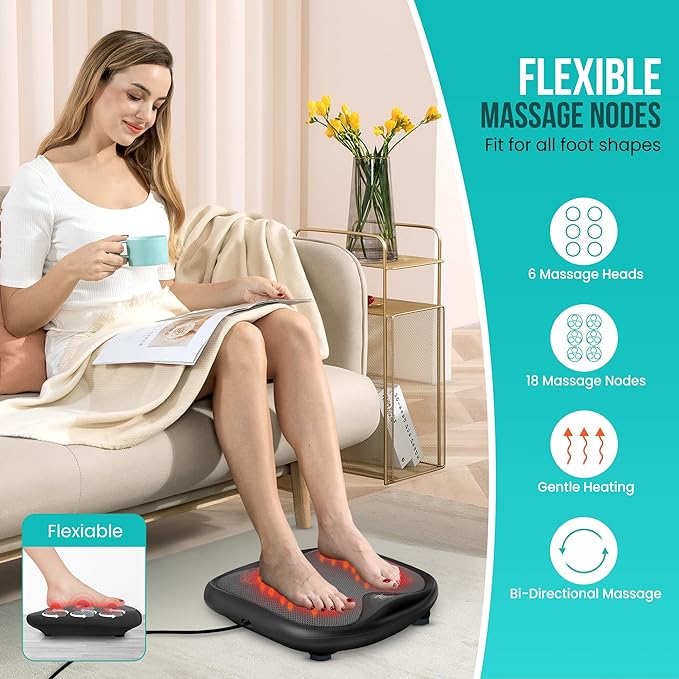 Snailax Shiatsu Foot Massager with Heat, Washable Cover Kneading Foot & Back Massager, Heated Feet Warmer, Electric Feet Massager Machine for Plantar Fasciitis