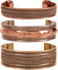 Touchstone copper bracelets | gift for men women |adjustable 100% pure solid real magnetic jewelry | handmade bracelet set combo | rope braided tibetan bangles.