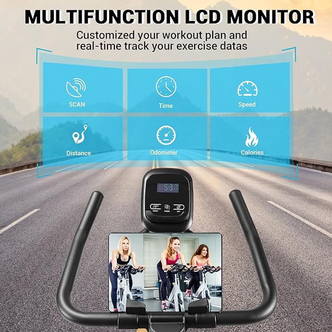 Exercise Bike, WENOKER Stationary Bike for Home, Indoor Bike with Silent Belt Drive, Heavy Flywheel, Comfortable Seat Cushion and Upgraded Digital Display
