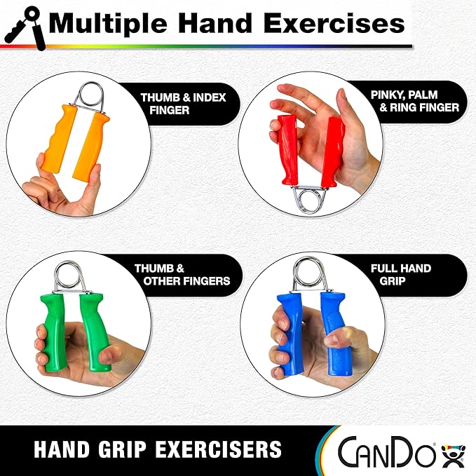 CanDo Hand Grip Exerciser Pair-Green, Medium