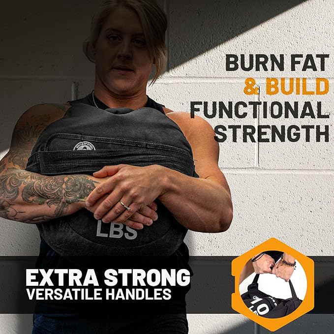 Strongman Sandbag for Working Out [Bells of Steel] Fitness Sand Bag Sacks, Commercial and Home Gym Sand Bags for Weight Training with Handles for Workout