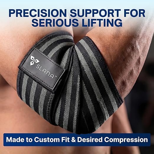 Elbow Wraps for Weightlifting – 40” Long Adjustable Compression - Elbow Sleeves Weightlifting Men with Hook-and-Loop Closure – Support for Heavy Pressing, Strength Training & Lifting Stability