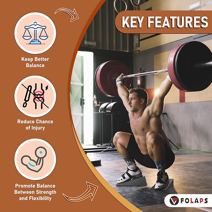 Squat Wedge Block with Guide for Heel Elevated Squat Weightlifting Slant Board for Squats with Carry Bag to Improve Mobility Balance and Strength Performance