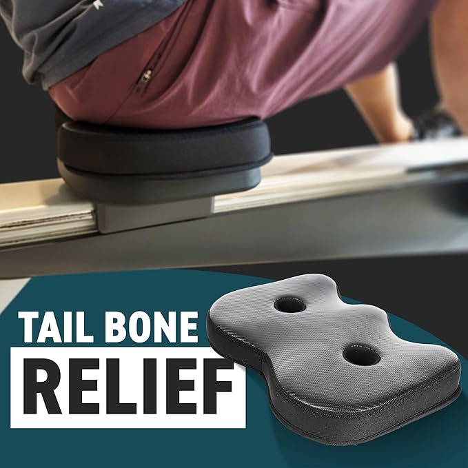 Rowing Machine Seat Cushion Compatible with Concept 2 Rower - Seat Pad for Comfort & Support - Also Fits Hydrow, Peloton & More - Rowing Accessories