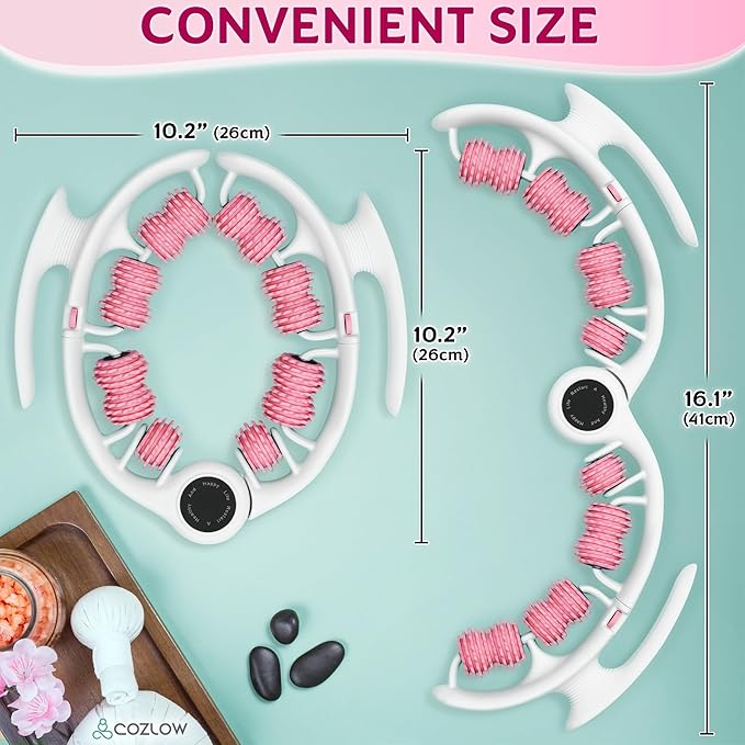 COZLOW Cellulite Massage Roller - Pink - Anti-Cellulite Massager with Detachable Roller Handles for Thighs, Legs & Buttocks - Fascia Massage Tool for Lymphatic Drainage & Deep Tissue Therapy