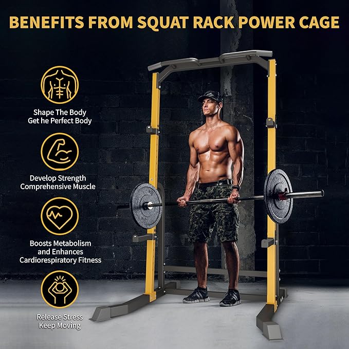 ZENOVA Pull Up Bar Dip Bar Squat Rack Workout Dip Station Height Adjustable Free Standing Chin Up Bar