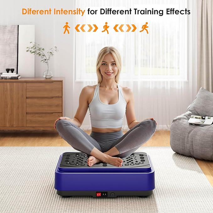 Vibration Plate Exercise Machine, Full Body Workout Vibration Platform with Resistance Bands, Fitness Machine for Weight Loss, Toning & Lymphatic Drainage, Home Gym Equipment,