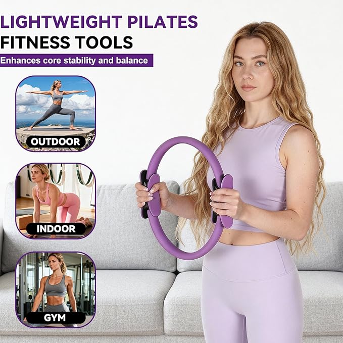 LiKiLiKi Pilates Ring and Ball Set, Home Pilates Equipment for Women with Resistance Bands, 12'' Magic Circle, 9.8'' Ball, for Strength, Toning and Flexibility, Fitness Essentials Starter Accessories