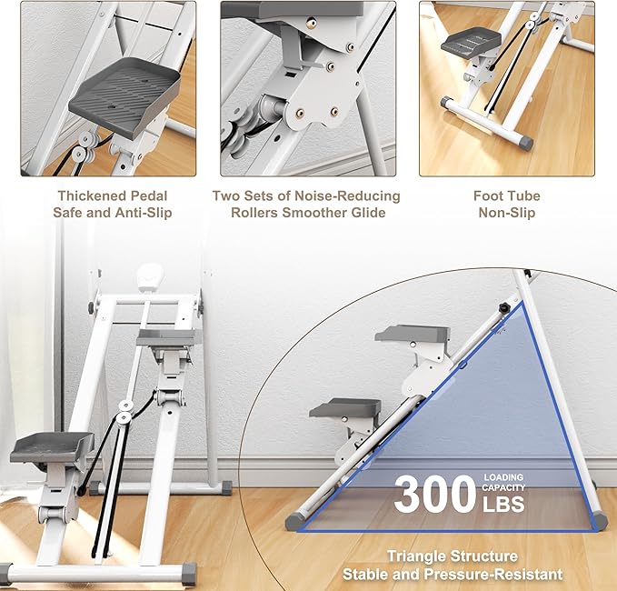 Stair Stepper for Home Gym Exercise, New Version Vertical Climber Machine,Full Body Workout Stair Stepper with Extended Step Range, Adjustable Handlebar & Pedals(White&Black)