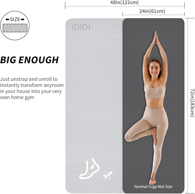 Large Yoga Mat (6'x 4') - Extra Long and Wide Workout Mat for Men and Women,Non-Slip POE 0.32''/0.4'' Thick Fitness Mat, Eco-Friendly, Thick Wide Exercise Mat for Home Workouts,Ideal for Yoga and Pilates.