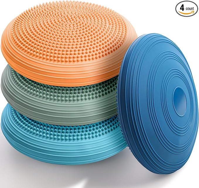 Libima 4 Pcs Wiggle Seat Inflated Wobble Cushion for Sensory Kid 13 Inches Balance Disc Flexible Seating for Classroom Sensory Pad for Chair Wiggle Cushion