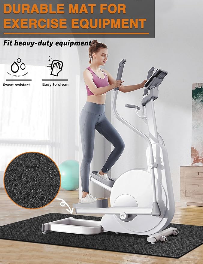 Treadmill Mat 96"x36", WERCHO Walking Pad Mat for Carpet Hardwood Floors 6mm Heavy-Duty Exercise Equipment Mat for Rowing Machine, Treadmil Pad, Spin Bike, Elliptical Trainer, Home, Gym