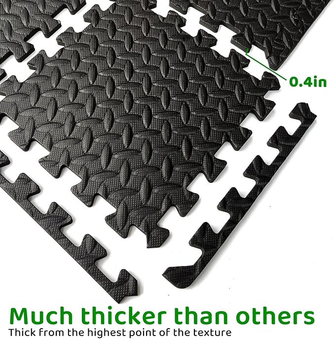 3x6 Feet Interlocking Foam Floor Mats (18-Pack) - 0.4"（10mm Thick Gym Mats for Home Workouts, Exercise & Play - Puzzle Tiles for Home Gym, Yoga, Kids Area.
