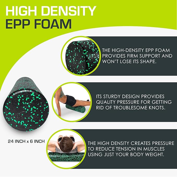 ProsourceFit High Density Foam Rollers Long, Firm Full Body Athletic Massage Tool for Back Stretching, Yoga, Pilates, Post Workout Muscle Recuperation