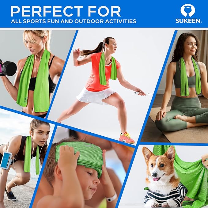 Sukeen 4 Pack Cooling Towels (40"x12"), Cooling Neck Wraps, Ice Towel, Soft Breathable Chilly Towel,Microfiber Towel for Yoga,Sport,Running,Gym,Workout,Camping,Fitness,Workout & More Activities