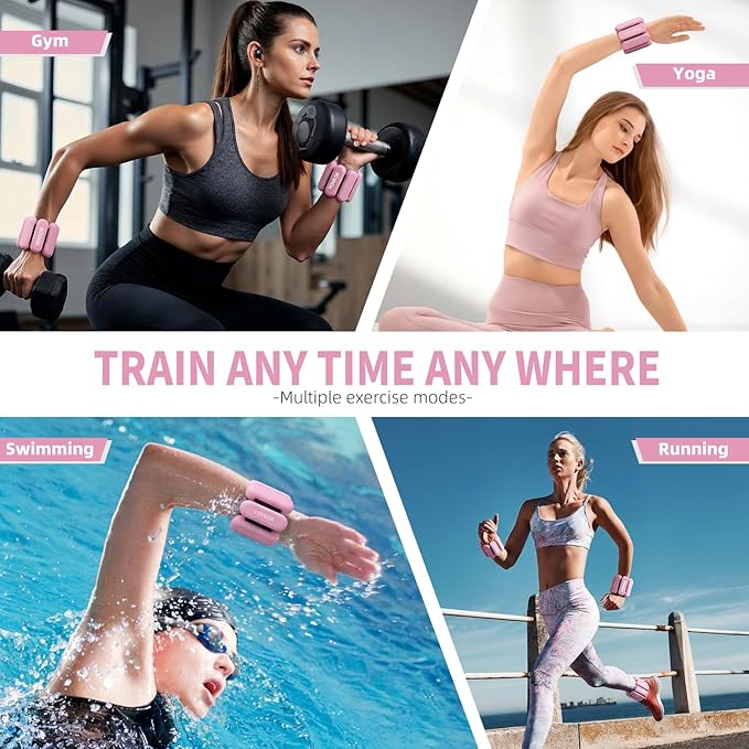 Wrist Weights, Silicone Adjustable Ankle Weights for Women Men - Strengthen Arms and Legs Ideal for for Home Gym Workout, Running, Yoga, Pilates, Barre, Exercise, Strength Training