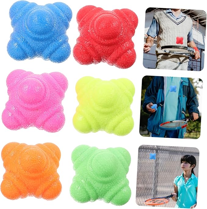 6pcs Agility Reaction Balls Fitness Training Balls Hexagonal Goalkeeper Training Equipment TPR Material