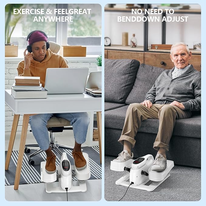 Under Desk Elliptical Machine for Senior Mini Elliptical Leg Exerciser with Remote Quiet Portable Electric Seated Foot Pedal Exerciser for Home Office