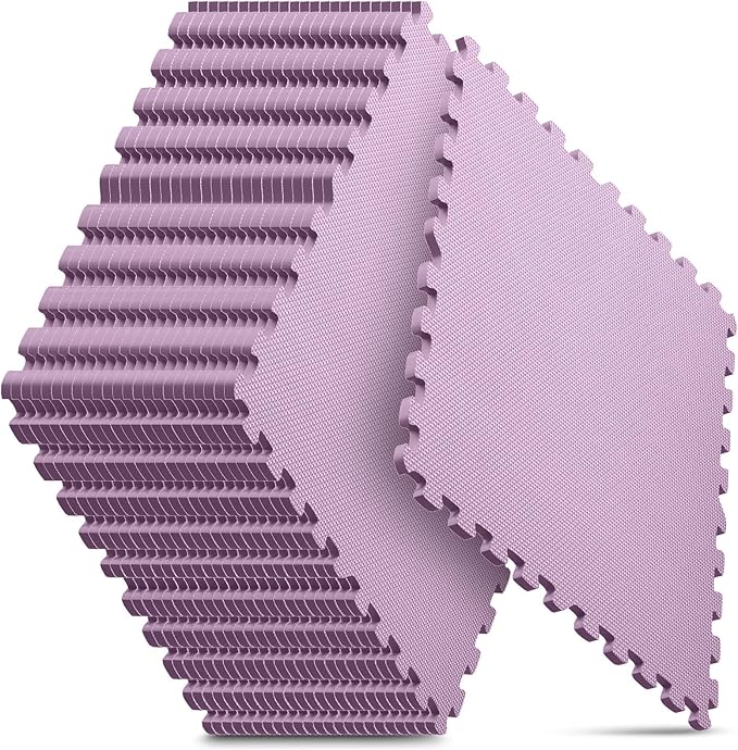 24 Pack Home Gym Mat, Puzzle Exercise Mat, EVA Interlocking Foam Floor Tiles for Home Workout Equipment and Kids' Play Areas - Blue, 24 in x 24 in x ½ in - (Pink, 24 Pack(96 SQ FT))