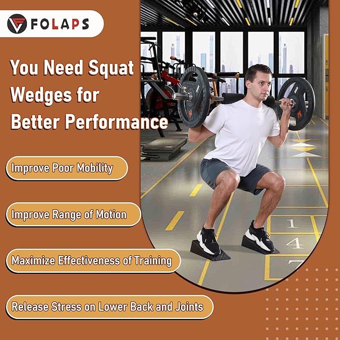 Squat Wedge Block with Guide for Heel Elevated Squat Weightlifting Slant Board for Squats with Carry Bag to Improve Mobility Balance and Strength Performance