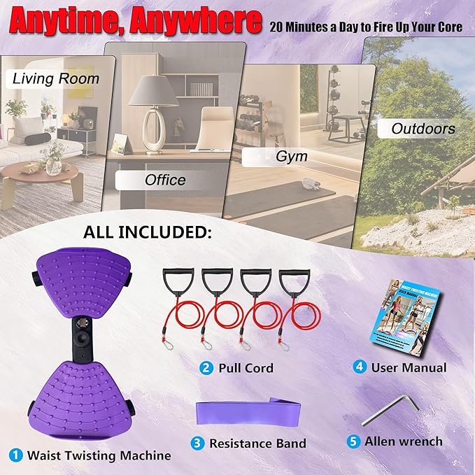 Waist Twister Machine Exercise, Ultra-Quiet Adjustable Ab Twist Board for Exercise with Smart LED Display, 350LBS Capacity, Waist Twisting Fitness Tool, Home Gym Equipment Workout for Women Men