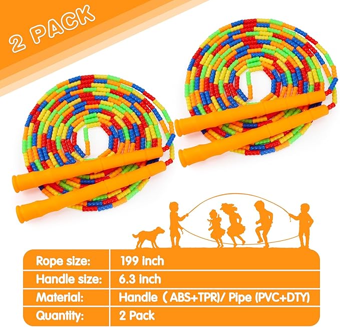 Supertrip Double Dutch Jump Rope Soft Beaded Jump Rope Long Jump Rope 16 FT, Jump Ropes For Women Adult Kids Adjustable Skipping Rope Long Enough for 4-5 Jumpers