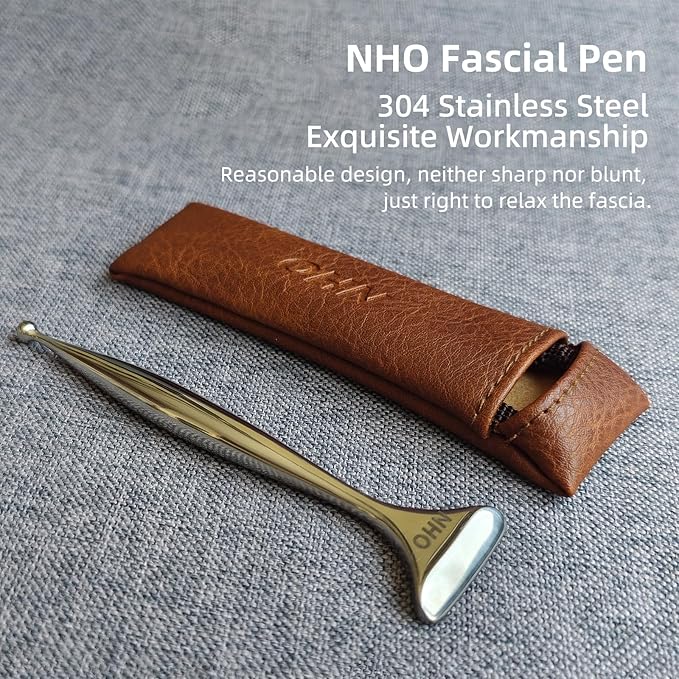 NHO 2-in-1 Acupuncture Pen,Fascia Blaster for Pain Relief, Stainless Steel Gua Sha Scraper & Acupressure Massage Pen, Dual-Ended Fascia Release Tool for Muscle, Neck, Face, Plantar Fasciitis Relief
