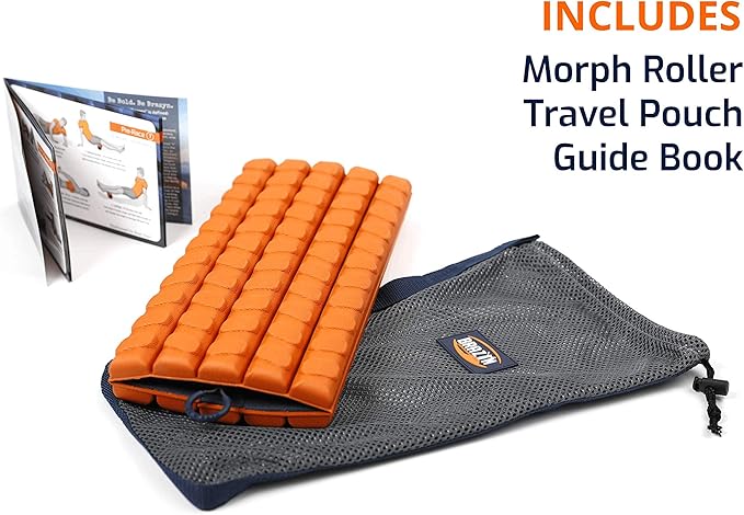Brazyn Morph Bravo Foam Roller Bundle for Home, Gym, Office, Travel, Athletes | Collapsible & Lightweight Roller for Trigger Point Massage & Mobility Stretching Strap | Multi-Functional 12-Loop Strap