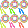 6 Pack Kids Jump Rope, Colorful Gradient Nylon Skipping Ropes for Children, 7.55FT Adjustable Length, Plastic Handles, Lightweight Jumping Ropes for Schools, Events, and Family Fun