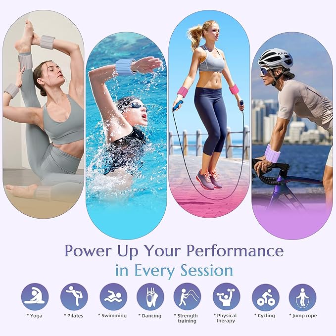 Wrist Weights Ankle Weights for Women 1 Pair (1.1 lb/2.2 lb Each) Silicone Magnetic Leg Arm Weighted Bracelet for Home Yoga Pilates Gym Workout Walking Jogging