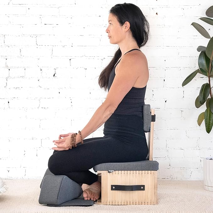 Ungloo Meditation Box Chair with Back Support | Posture Seat with Padded Leg Wedges, Foot Pad and Supportive Backrest | Portable Lightweight Meditation Floor Chair