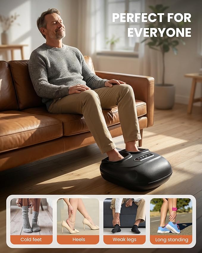 CILI Foot Massager with Heat, Shiatsu Foot Massager for Pain Relief & Plantar Fasciitis, Electric Heated Feet Massager with Kneading, Compression & Vibration, Washable Sleeve, FSA Eligible HSA