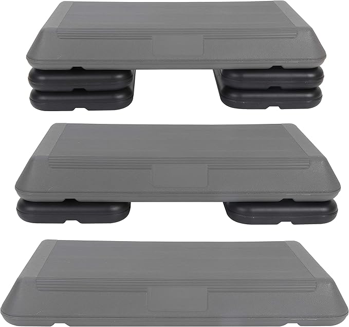 JungleA 28.5'' Exercise Step Platform Aerobic Stepper Workout Step Up Box for Home Gym, Circuit Size Steppers Bench, 4 Stackable Risers, 3 Levels 4"-6"-8" Height Adjustable Fitness Stair