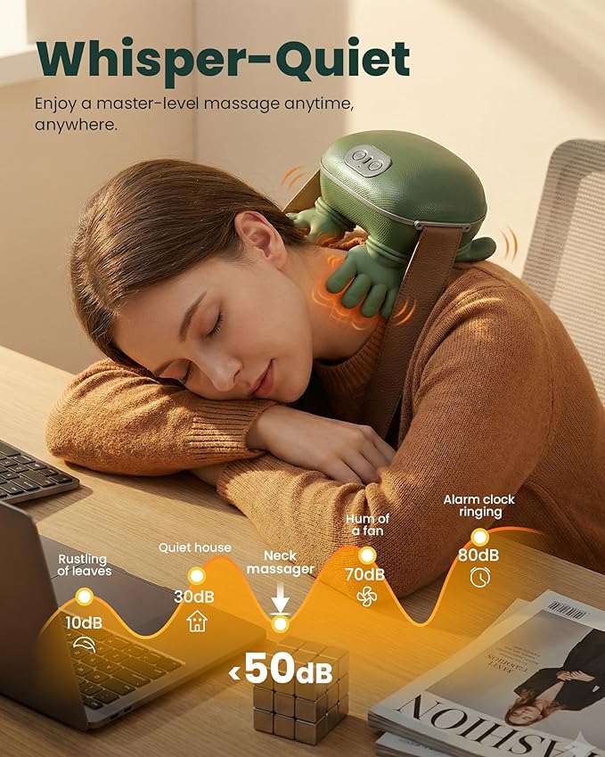 Neck Massager with Heat - Neck and Back Shiatsu Massager for Relieve Fatigue, Deep Tissue Portable Neck and Shoulder Massager for Home and Travel, Green