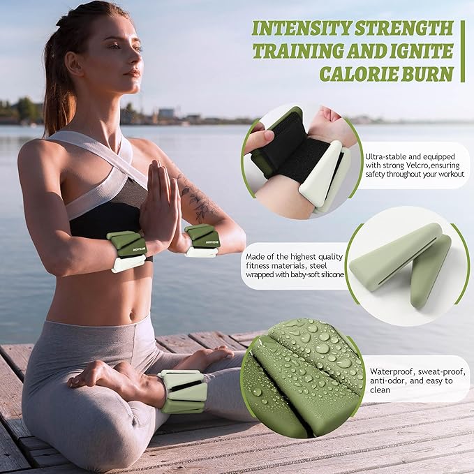 Ankle Weights for Women Wrist Weights Set of 2 (1 lb/2 lb Each) Adjustable Arm Leg Weight for Womens Men Suitable for Walking Swimming Running Pilates Yoga Gym