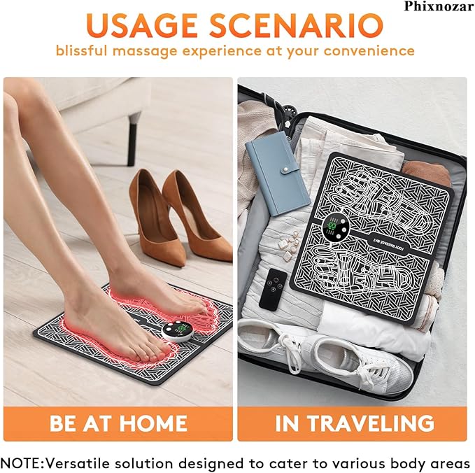Phixnozar TENS & PMS, Transcutaneous Electronic Nerve Stimulator, EMS Foot Massager Mat for Muscle Relaxation,Back & Leg Foot Massage