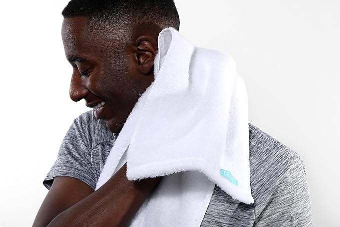 FACESOFT Eco Friendly Gym Towel for Working Out - Soft and Absorbent Cotton Exercise - No Synthetic Microfibers or Plastics - Sweat Towel for Gym, Fitness, Sports, Yoga - White - 1 Pc