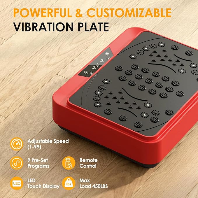 Whole Body Vibration Shake Plate Exercise Machine, 10 Modes Power Plate Vibration Platform with Resistance Bands for Full Body Workout, 500lbs Capacity
