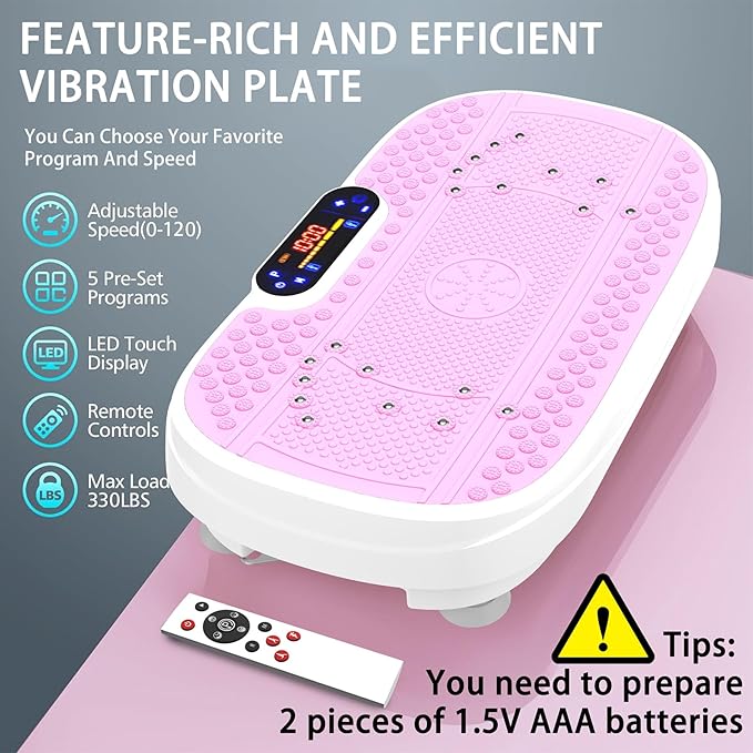 Vibration Plate Fitness Platform Exercise Machine Vibrating Shaking Full Body Shaker Workout Vibrate Stand Shake Board Sport Gym for Weight Loss Fat Burner for Women Men