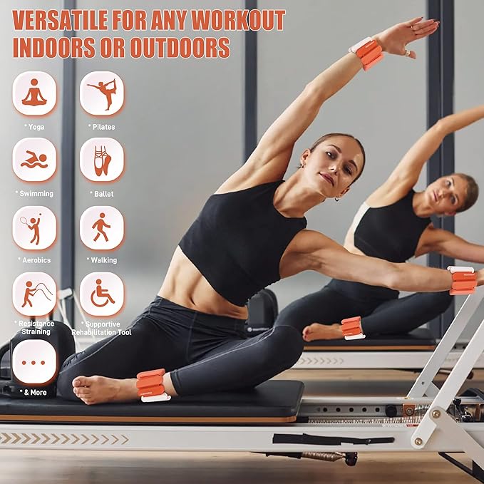 Wrist & Ankle Weights for Women and Men, 2lbs/4lbs Pairs Adjustable Silicone Weighted Bangles for Arm & Leg Workouts, Perfect for Pilates, Barre, Yoga, Walking & Home Fitness 24055