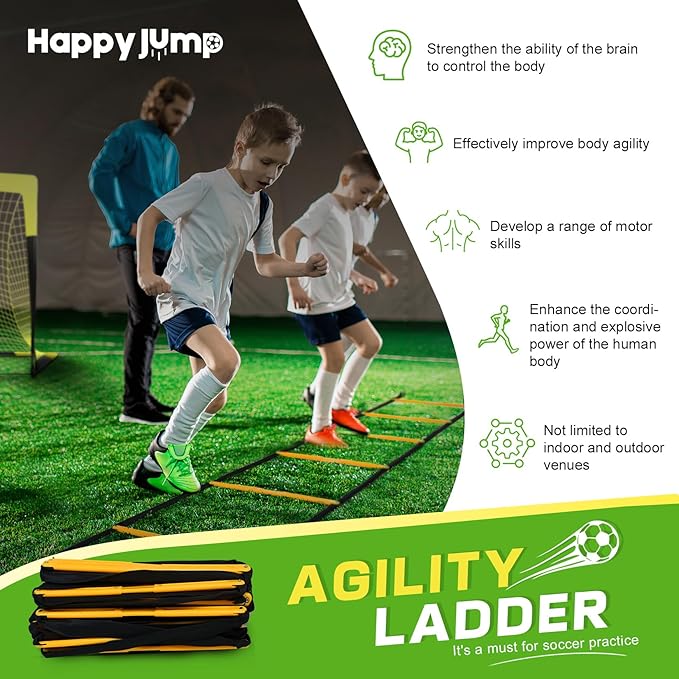 Happy Jump Agility Ladder 12 Rung 20 FT Speed Training Ladder Drill Sports Workout Equipment for Football Soccer Footwork Exercise