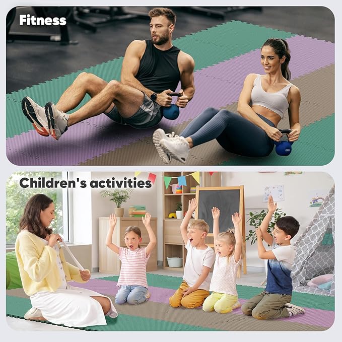 24 Pack Home Gym Mat, Puzzle Exercise Mat, EVA Interlocking Foam Floor Tiles for Home Workout Equipment and Kids' Play Areas - Blue, 24 in x 24 in x ½ in - (Pink, 24 Pack(96 SQ FT))