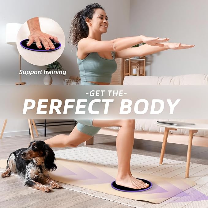 ZILLEEN Exercise Sliders for Working Out Fitness Discs for Pilates Women Men, 2 Pack