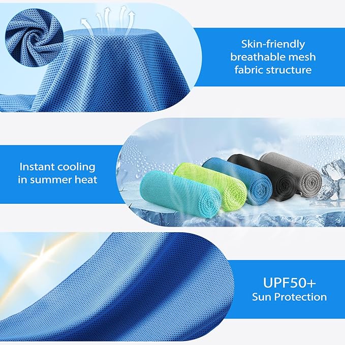 Cooling Towels - 5 Pack Gym Towels, Gym Towel for Working Out, Yoga Towel, Quick Dry Towel for Running, Camping, Fitness & More Activities