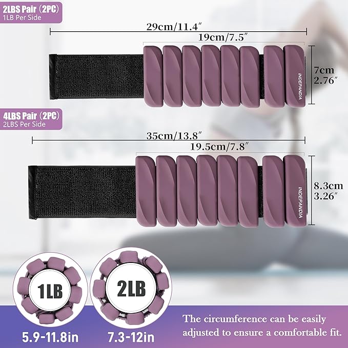 Wrist & Ankle Weights for Women and Men, 2lbs/4lbs Pairs Adjustable Silicone Weighted Bangles for Arm & Leg Workouts, Perfect for Pilates, Barre, Yoga, Walking & Home Fitness 24055