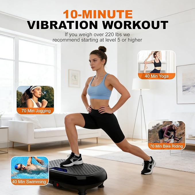 Vibration Plate Exercise Machine,330 lbs Capacity,Whole Body Workout Equipment for Women,Lymphatic Drainage,Body Muscle Activation,Real-Time Calorie Tracking,Vibrate Fitness Platform for Home