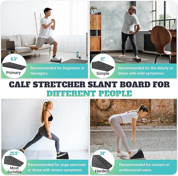 Slant Board for Calf Stretching, 5 Adjustable Angles Incline Board for Squat Wedge, 480 lbs Weight Capacity Calf Stretch Yoga Foam Wedge for Exercise, Squat, Ankle Mobility & Physical Therapy